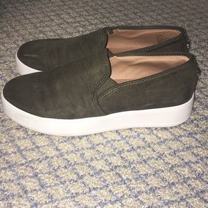 Olive Suede Platform Shoes